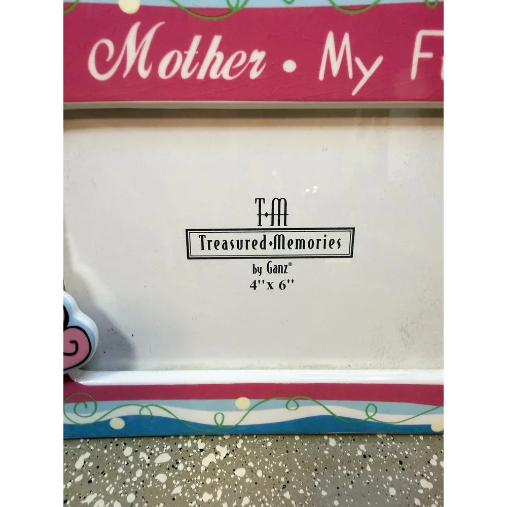 Ganz Treasured Memories My Mother My Friend Ceramic‎ 4x6 Picture Frame Pink Blue